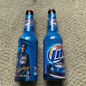 Lot of 2 NASCAR Miller Lite Racing Kurt Busch Plastic Wrapped Beer Bottle  9”